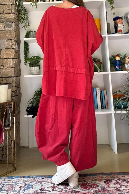Bateau Needlecord Lazy Layer Top Morello